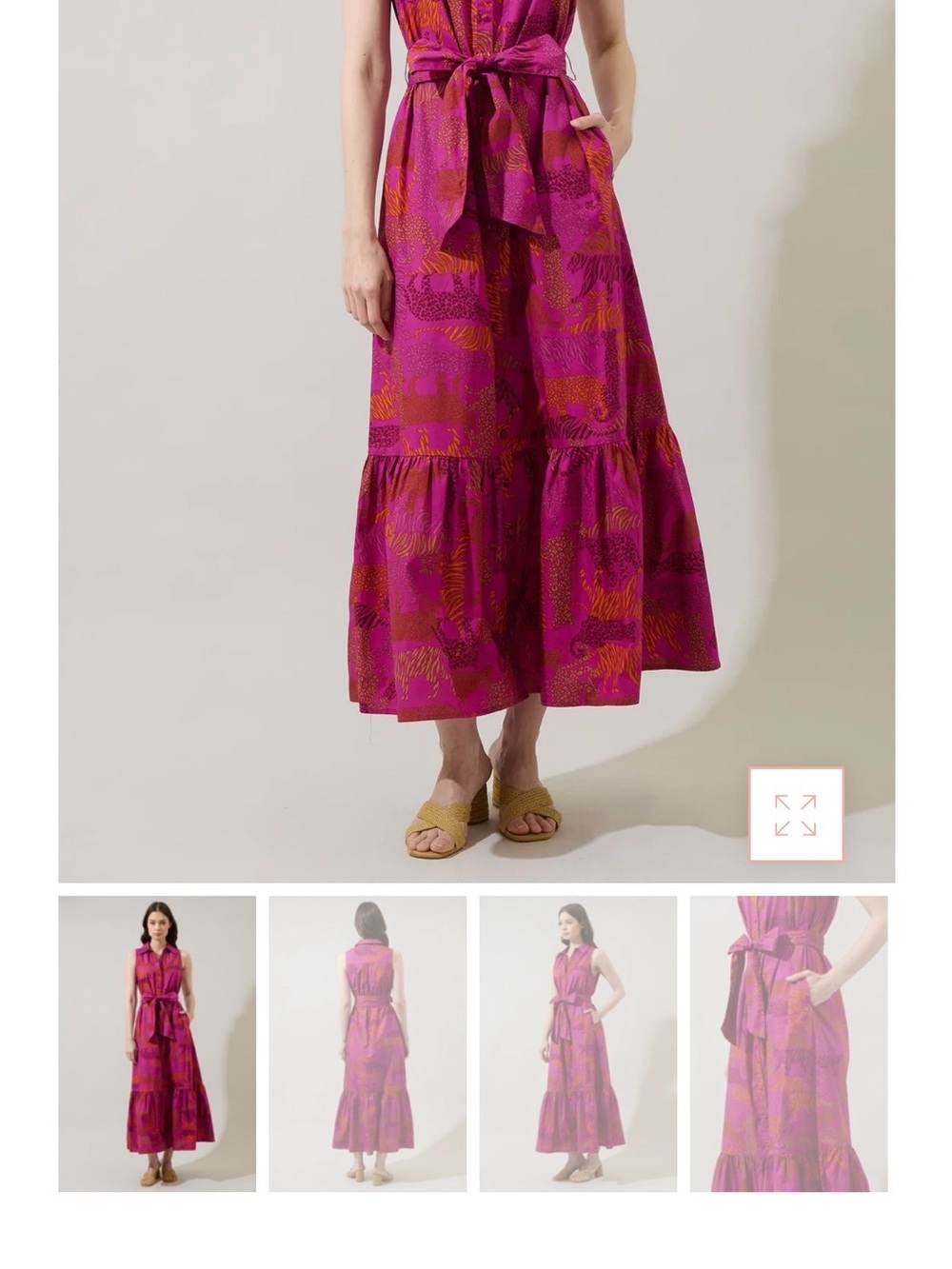 Sugarlips Magenta and Orange Sleeveless Maxi Shirt Dress in the Jungle dress